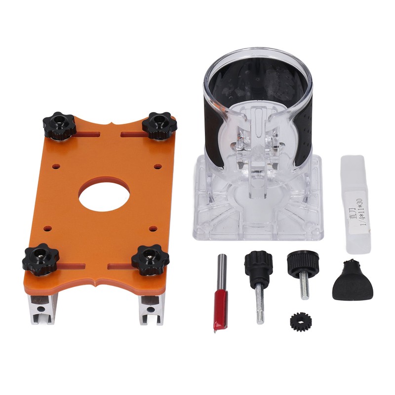 Woodworking Router Base with Transparent Cover Milling Cutter Slotting Bracket