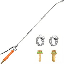 VANPET All Metal Replacement Sprayer Wand,1/4"" & 3/8"" Brass Barb Sprayer Wand Replacement, Stainless Steel Sprayer Wand with Shut off Valve & 2 Hose Clamps (36 Inches Sprayer Wand)