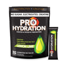 ProHydration - Creatine Electrolyte Packets - Sugar Free Electrolytes - 5g Creatine Monohydrate Powder- Lemon Lime Flavor - 15 Stick Pack