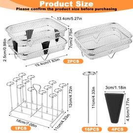 QMLING Air Fryer Racks for Ninja Dual Zone, Hot Air Fryer Skewers Grill Grate, 304 Stainless Steel Airfryer Grid, Hot Air Fryer Accessories for Ninja AF300EU/AF400EU/Cosori Dual Zone Airfryer