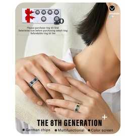 DEERLET Smart Ring Health Tracker with Display for Women Men - German Chip,Ultra Light,Ultrathin,Free Charging case,iOS/Android/Fitness/Heart Rate/SpO2/Sleep/Step/Pressure