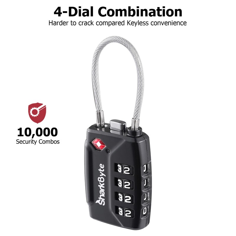 SharkByte TSA Suitcase Locks - 4 Digit Security Travel Combination