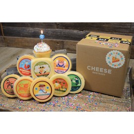 Cheese Bros "Have a Cheesy Birthday" Gift Basket | Fresh from Wisconsin | Includes Smoked Mozzarella, Dill Havarti, Assorted Gouda, Fratello Parmesan blend | Happy Birthday Food Present