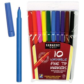 Sargent Art Washable Bullet Tip Markers 10-Color Set - Fine Bullet Tip,