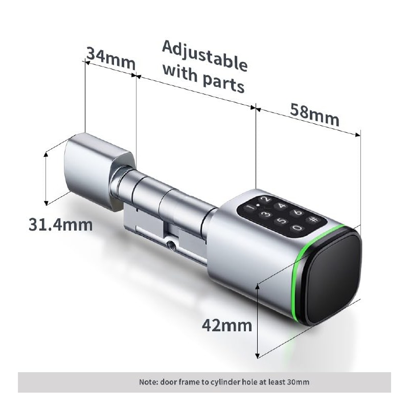 Smart Fully Digital Life Smart Cylinder Lock, Aluminum Brass Low