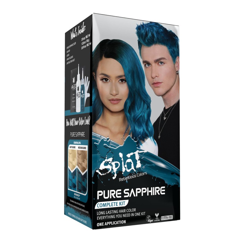 Splat Pure Sapphire Semi Permanent Hair Dye Kit with Bleach,