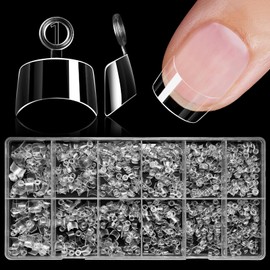 AddFavor 600pcs Extra Short Square Nail Tips, Half Cover Clear Soft Gel Nail Tips Square, 12 Sizes Press on False Nails Tips for Acrylic Nail Extension, Salon and Home DIY