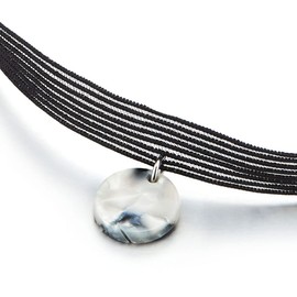 COOLSTEELANDBEYOND Gothic Victorian Black Tattoo Choker Women's Necklace with Acrylic Circle Pendant, Acrylic, No Gemstone