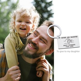 Zeafbaper Fathers Birthday Day Gifts for Dad Daddy Dad Daughter Keychain for Daughter Girls Christmas Gifts for Father Dad Engraved Keychains for Men Dad Dads