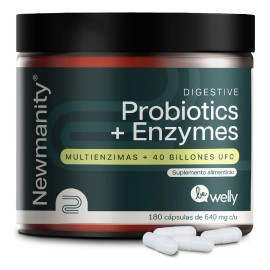 Probiticos y Prebiticos con Enzimas Digestivas 40 Billones - 180 Cpsulas Veganas para Hombre y Mujer con 15 Cepas y 3 Probiotics Lactobacilos para... 