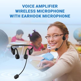 Bluetooth Voice Amplifier with Wireless Earhook Microphone,Wireless Microphone with Speaker Combo,Mini Megaphone with Wireless Amplifier Headset,Portable PA System,Classroom Microphone for Teachers