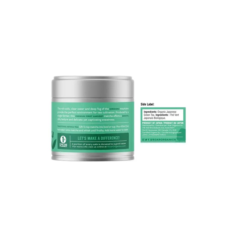 Soar Organics Té Verde Matcha Kirishima Grado Ceremonial 28