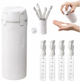 Dosificador 4 en 1,Dispensador de Viaje a Prueba de Fugas,Reutilizable,Dispensador 4 en 1 con Etiquetas de Escala,Dosificación Precisa,para Viajes, Acampadas y Gimnasios (Blanco)