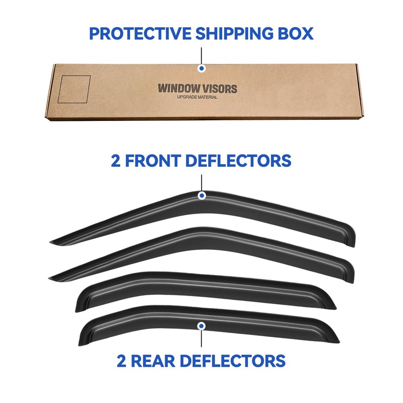 YQAUTEC Window Visors Rain Guards for 2000 2001 2002 2003