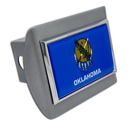 Elektroplate Oklahoma State Flag All Metal Brushed Chrome Hitch Cover for Trucks and SUVs | Fits Standard 2" Trailer Hitch Receivers | Premium Weatherproof