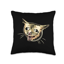 Coughing Cat Funny Cat Meme Graphic Throw Pillow