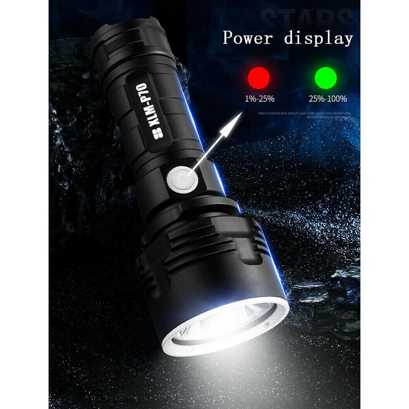 Unbranded 1200000LM LED Flashlight Tactical Light Super Bright Torch USB