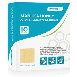 Manuka Honey Calcium Alginate Wound Dressing 2"x2" Pack of 10, Medical Grade Manuka Honey Wound Care Bandages High Absorbency Patches for Wounds