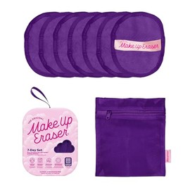 Borrador de maquillaje, juego de 7 días, borra todo el maquillaje con solo agua, incluido rímel resistente al agua, delineador de ojos, base, lápiz labial y más, Queen Purple, 7 CT.