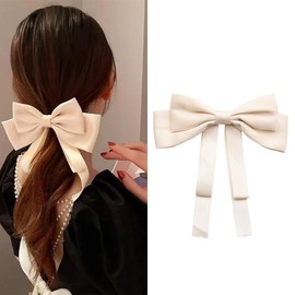 Hair Bows for Women Beige Bow Hair Clips for Girls Ribbon Bowknot Hair Clip for Women Girls Big Bow Knot Hair Clips Barrettes for Thick Thin Hair Bow Clip