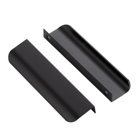 Ravinte 5 Pack Finger Pulls for Cabinets 128mm/5 Hole Center Tab Cabinet Handle Matte Black Finger Edge Pulls Concealed Handles for Kitchen Drawer Finger Cabinet Pulls 150mm/5.91" Length