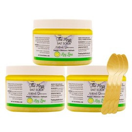 The Keys Salt Scrub -Sea Salt Scrub - Exfoliating Body Scrub with Wooden Spoon - Moisturizing Exfoliator for Hands, Foot, Bath, (Key Lime) (12 Fl Oz (Pack of 3), Key Lime)
