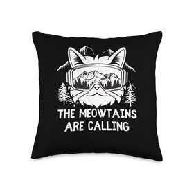 Skiing Funny Cat Ski Goggles Winter Gifts Funny Cat Ski Snowboard Goggles Winter Sport Throw Pillow, 16x16, Multicolor