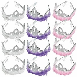 Fun Express - Marabou Tiara - Apparel Accessories - Eyewear - Novelty Glasses - 12 Pieces