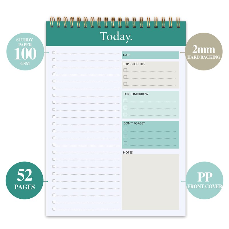 GOLDPEI To Do List Notepad - Daily Planner Notepad Undated