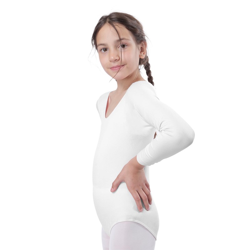 Girls Ballet Leotard Long Sleeve Round Neck Dance Leotards for