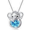 LONAGO Elephant Necklace with Birthstone Silver Elephant Pendant Necklace Gift