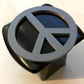 Peace Symbol Logo in 3D - 2 inch Trailer Hitch Cover Black with Grey - Love World Peace