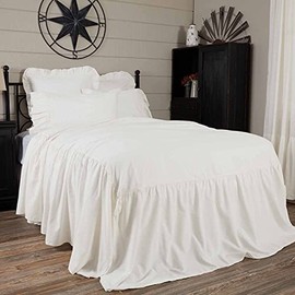 Piper Classics Elizabeth Ruffled Bedspread, Twin Size, Skirted on 3 Sides, Antique Soft White, Lightweight, Farmhouse Style Bedding