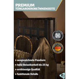 Menz Premium Door Coat Rack - Black Door Hook Rail Inside, Heavy Duty Door Hooks for Hanging Door Back - High-Quality Door Coat Rack with 5 Hooks for Hanging