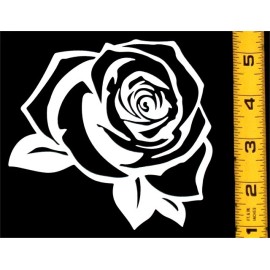 The Cyber Cave Beautiful Rose! High Quality, High Gloss 4.5" x 4.5" Vinyl Decal! - White