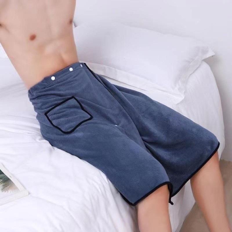 Holajoy Men's Fall Towel Wrap Fleece Bath Towel Elastic Waistband