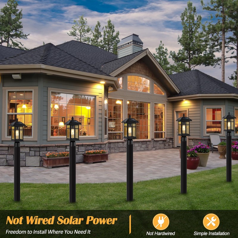Brilvibera Solar Post Lights 2 Packs, Waterproof Post Lantern with
