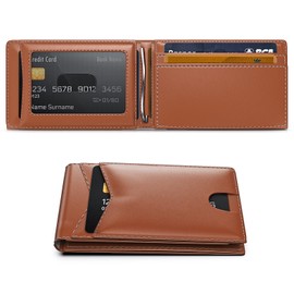 GIPUSSON Airtag Wallet for Men Slim Bifold,Mens Wallets Bifold Leather Rfid Blocking Large Capacity,Front Pocket Wallet for Men with ID Window and Gift Box