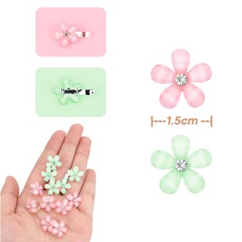 ZWWOGE Pack of 20 Pink and Light Green Mini Flower Clips Hair with Rhinestones, Cute Hair Clips, Flower Hair Pins, Decorative Hair Clips, Wedding Hair Clips, Flower Hair Clip