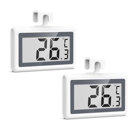 AMIR Fridge Freezer Thermometer, Digital Refrigerator Thermometer, Waterproof Fridge Freezer Thermometer with LCD Display, °C/°F Switch, 3 Mounting Options for Kitchen, Home, Restaurants - 2 Pack