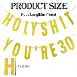 30th Birthday Decorations, 30th Birthday Banner, Birthday Decoration, The Assembly Process Is Simple, Suitable for 30th Birthdays/Anniversaries/or Retirement Parties