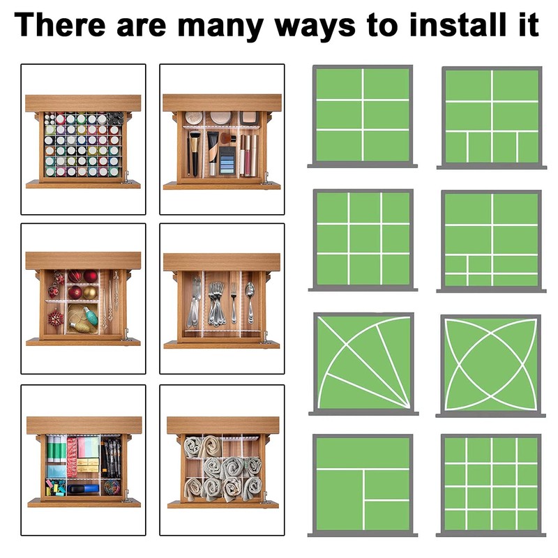 12Pcs Adjustable Drawer Dividers 0.1Inch Thickness DIY Grid Dividers 40x5cm