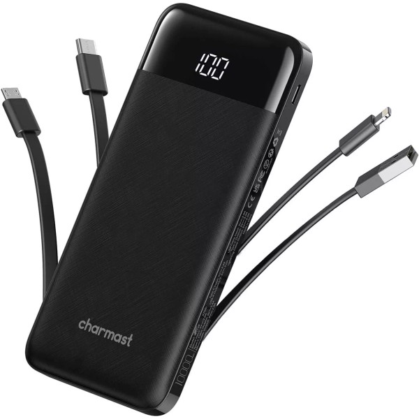 BUILT Portable Charger with Built in Cables, Portable Charger with