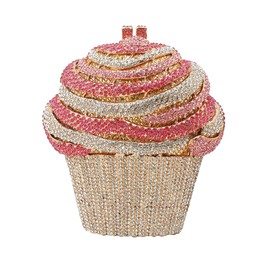 PENGZHI Women Ice Cream Crystal Evening Bag Luxury Rhinestone Clutch Sparkly Wedding Party Purse and Handbag for Cocktail, Pink