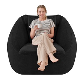 HABUTWAY Inflatable Bean Bag Chairs for Adult Blow up Chair Portable Inflatable Bean Bag Couch w/Electric Air Pump,Handle & Side Pocket for Movie Night Reading Gaming Living Room - Black