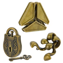 Brain Teaser Puzzles- 3 PCS Metal Puzzles Kit Metal Cast Puzzle Games Toys Unlock Interlock Puzzles Box Mind IQ Logic Test Disentanglement Games Educational Toys for Kids Adults School WP140A