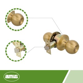 Amig - Ball Style Lock Set | With Outer Key | Entry Nut 60/70 mm | Square Edge | Brass | Matt | Door Thickness from 35 to 45 mm