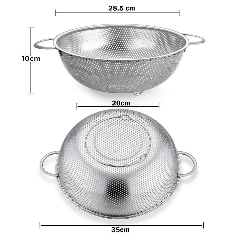TEAMFAR Strainer, Stainless Steel Kitchen Pasta Strainer with Handles, Micro-Perforated