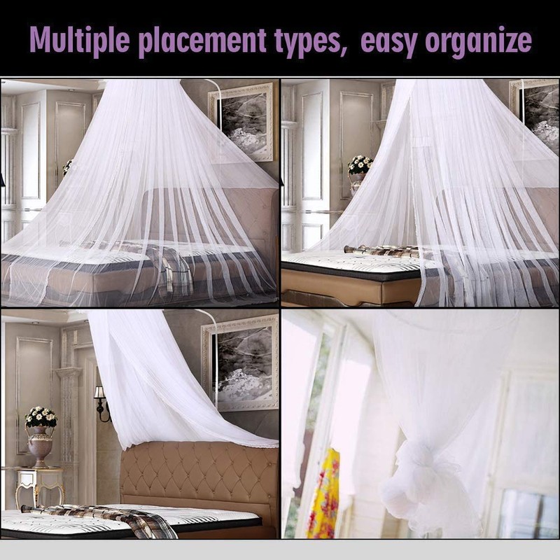 ALCIONO Universal White Conical Mosquito Mesh Net Easy Installation Hanging