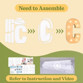 3FT Marquee Light Up Letters, Large Marquee Letters C for Party Decorations, Big Baby Letters for Baby Shower Birthday Party Decor Wedding Engagement, Mosaic Letters for Balloons Pre-Cut DIY Foamboard